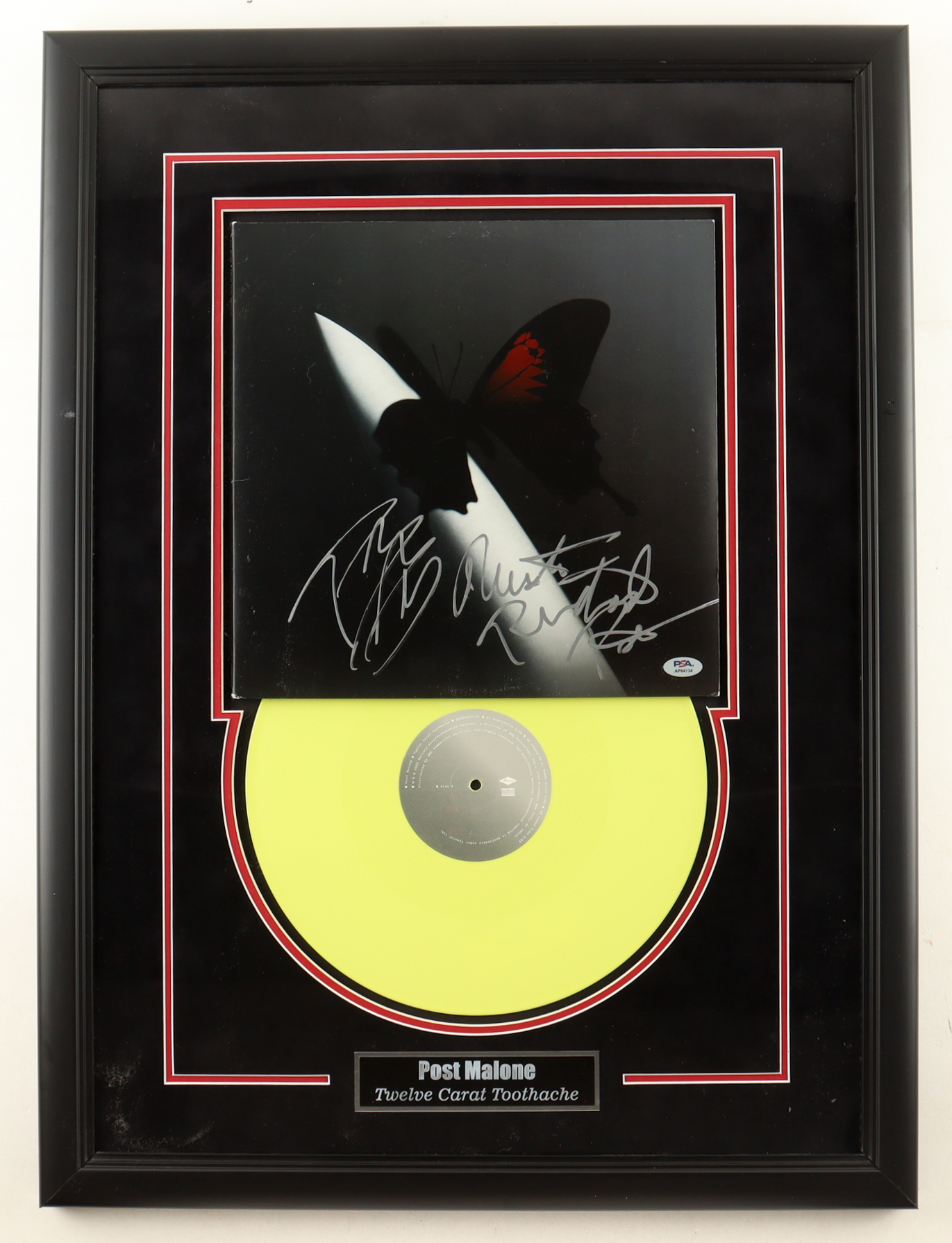 Post Malone Signed Custom Framed "Twelve Carat Toothache" Vinyl Album Display with Disc (PSA) at PristineAuction.com Post Malone Signed Custom Framed "Twelve Carat Toothache" Vinyl Album Display with Disc (PSA) at PristineAuction.com