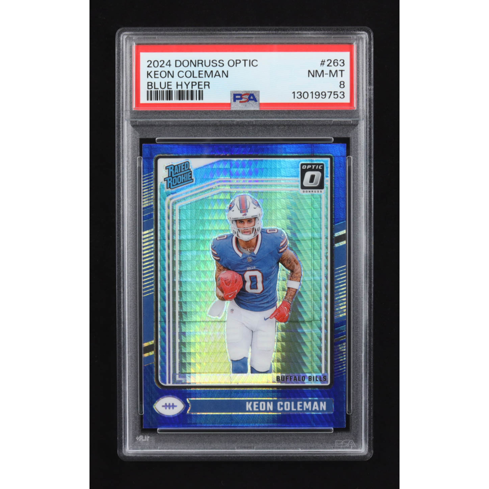 Keon Coleman 2024 Panini Donruss Optic Blue Hyper RR #263 RC (PSA 8) at PristineAuction.com