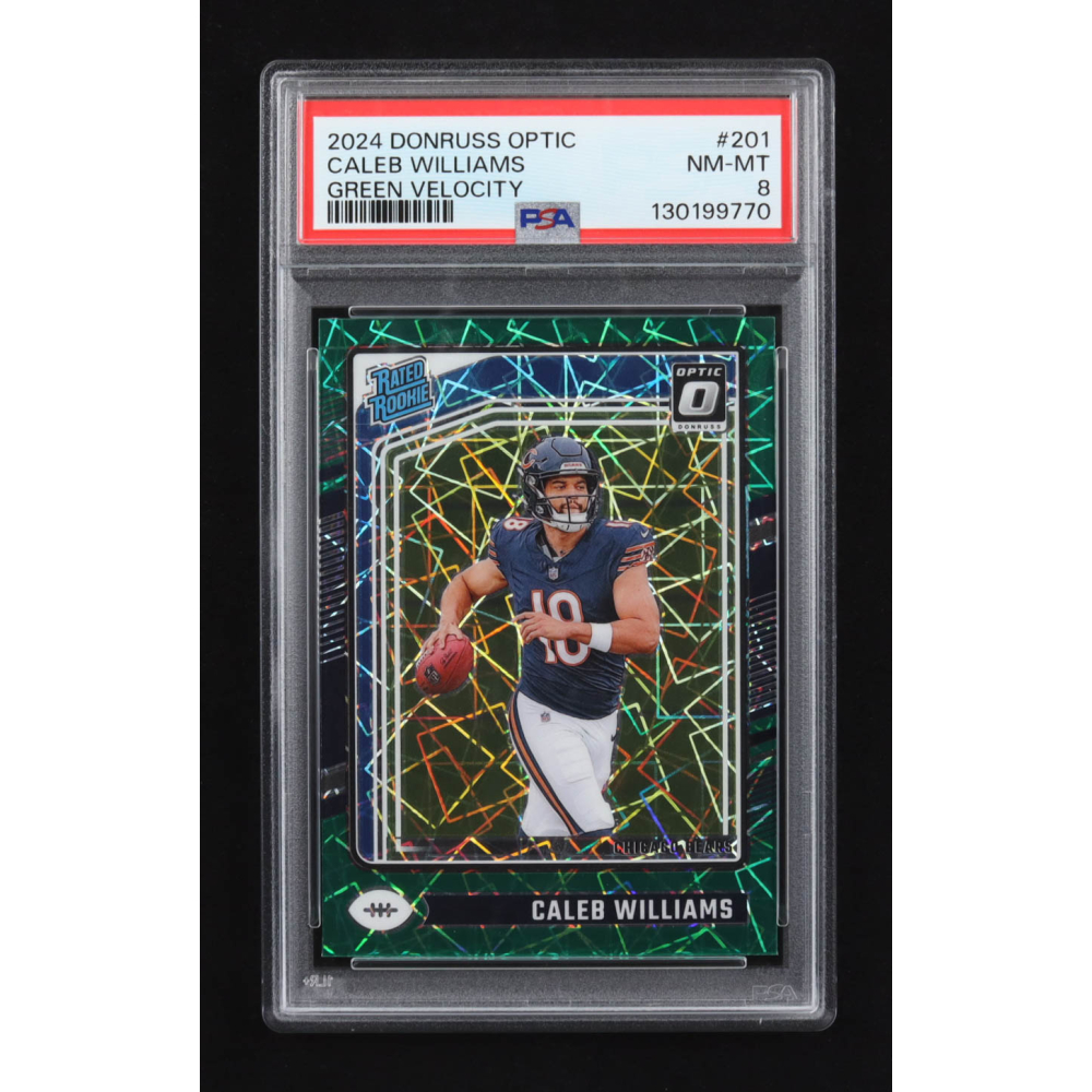 Caleb Williams 2024 Panini Donruss Optic Green Velocity RR #201 RC (PSA 8) at PristineAuction.com