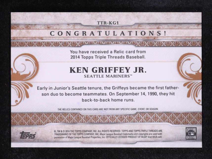 Ken Griffey Jr. 2014 Topps Triple Threads Relics Sepia #TTRKG1 #27/27 at PristineAuction.com Ken Griffey Jr. 2014 Topps Triple Threads Relics Sepia #TTRKG1 #27/27 at PristineAuction.com