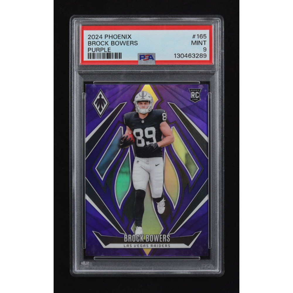 Brock Bowers 2024 Panini Phoenix Purple #165 RC (PSA 9) at PristineAuction.com