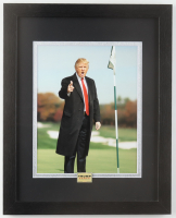 "Donald Trump At Trump National" Custom Framed Photo Display with Campaign Pin at PristineAuction.com