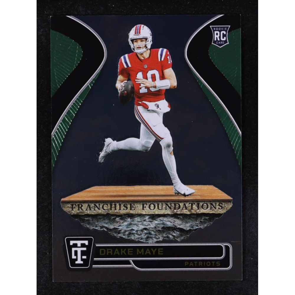 Drake Maye 2024 Totally Certified Franchise Foundations Mirror Neon Green #16 #295/299 RC at PristineAuction.com