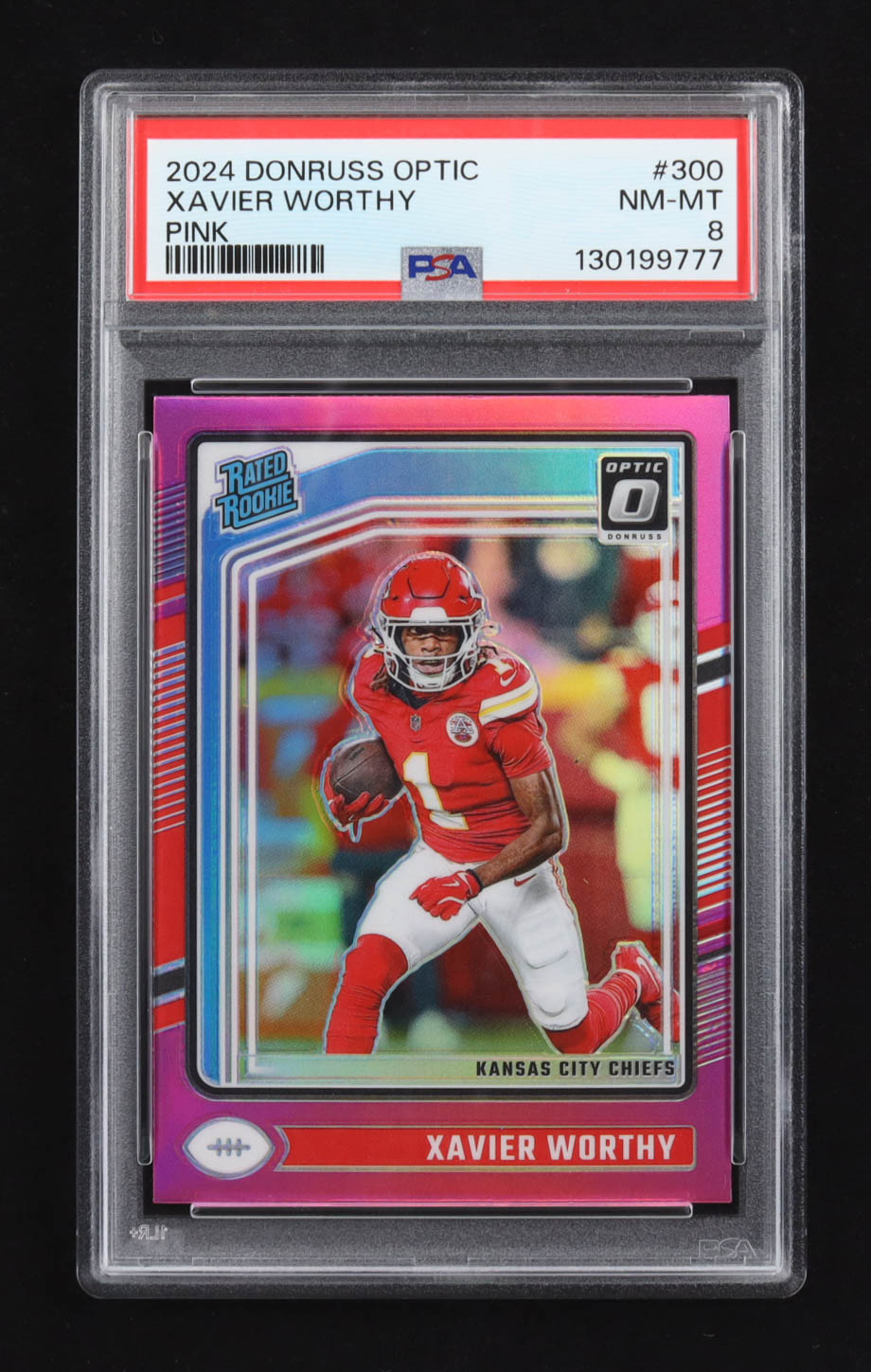 Xavier Worthy 2024 Panini Donruss Optic Pink RR #300 RC (PSA 8) at PristineAuction.com Xavier Worthy 2024 Panini Donruss Optic Pink RR #300 RC (PSA 8) at PristineAuction.com