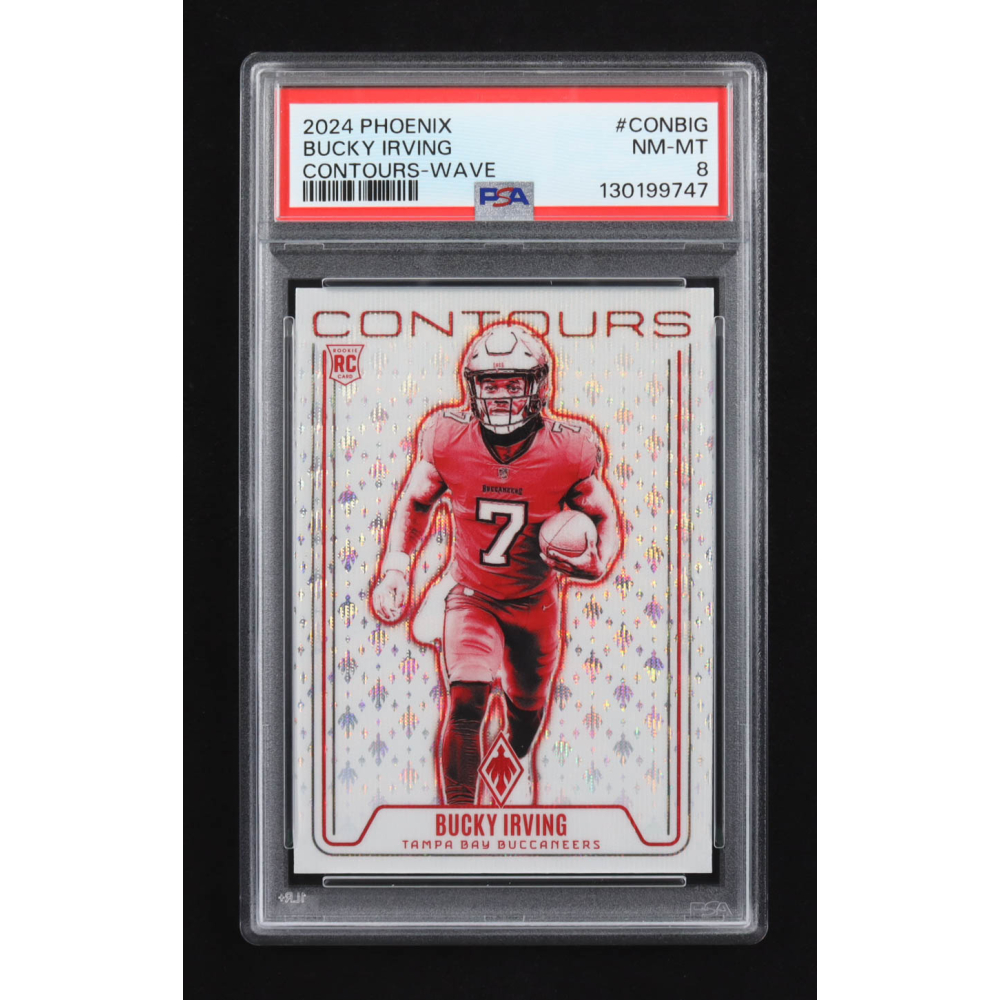 Bucky Irving 2024 Panini Phoenix Contours Wave #CON-BIG RC (PSA 8) at PristineAuction.com