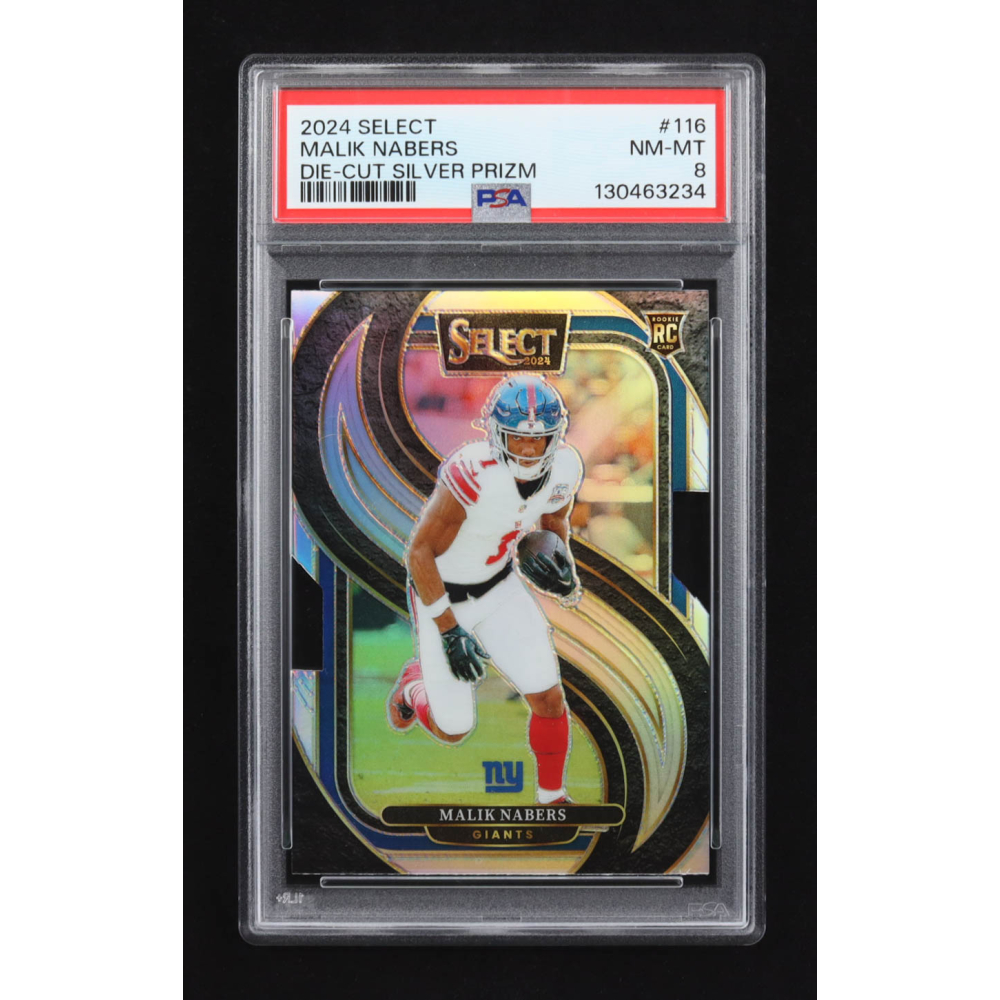 Malik Nabers 2024 Panini Select Die-Cut Silver Prizm #116 RC (PSA 8) at PristineAuction.com