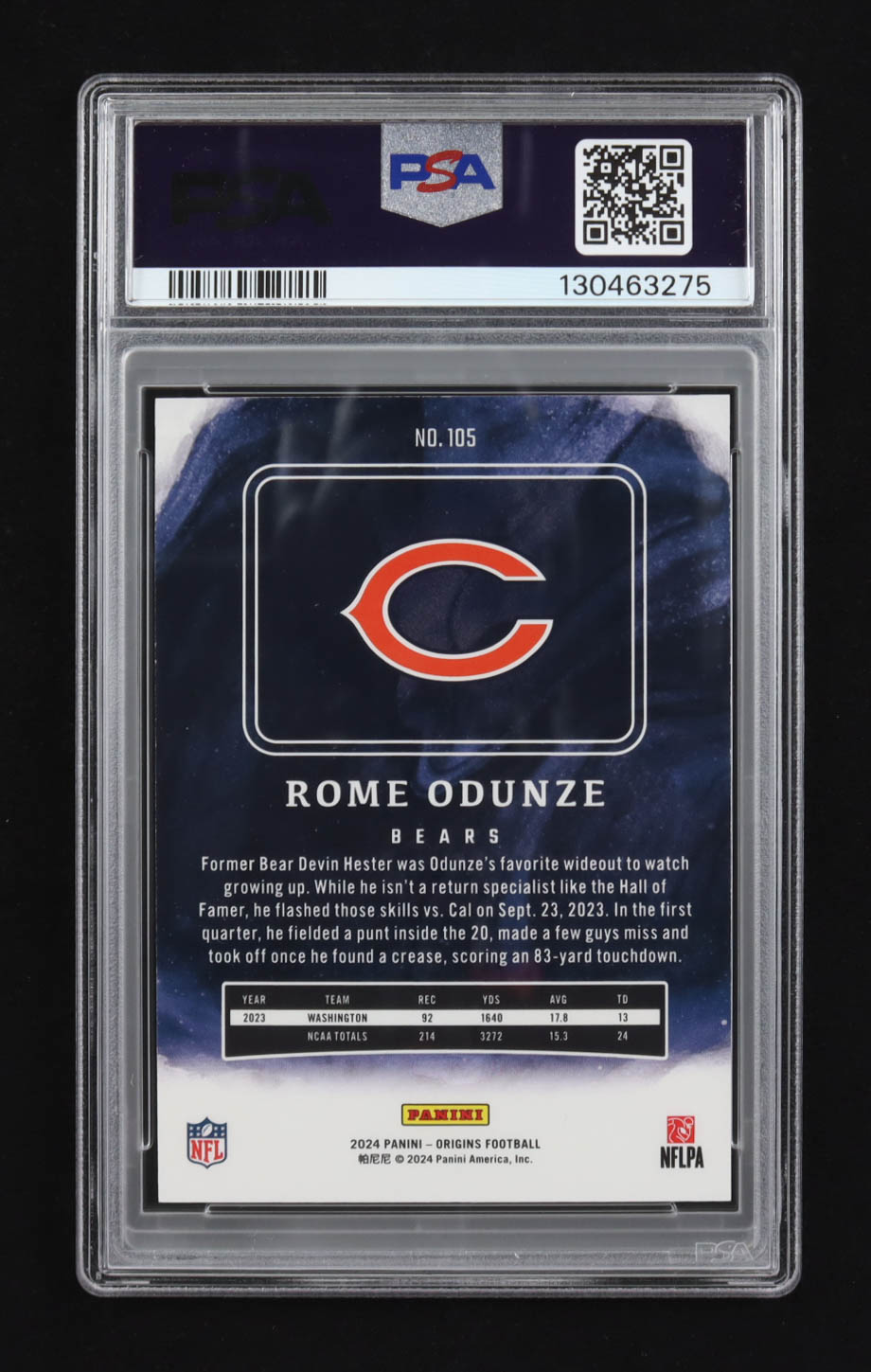 Rome Odunze 2024 Panini Origins #105 RC (PSA 8) at PristineAuction.com Rome Odunze 2024 Panini Origins #105 RC (PSA 8) at PristineAuction.com