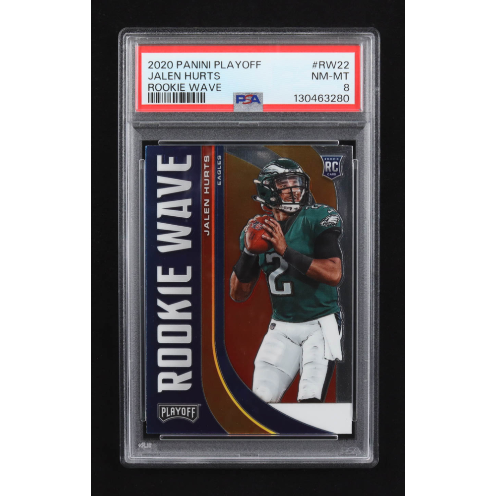 Jalen Hurts 2020 Panini Playoff Rookie Wave #RW-22 RC (PSA 8) at PristineAuction.com