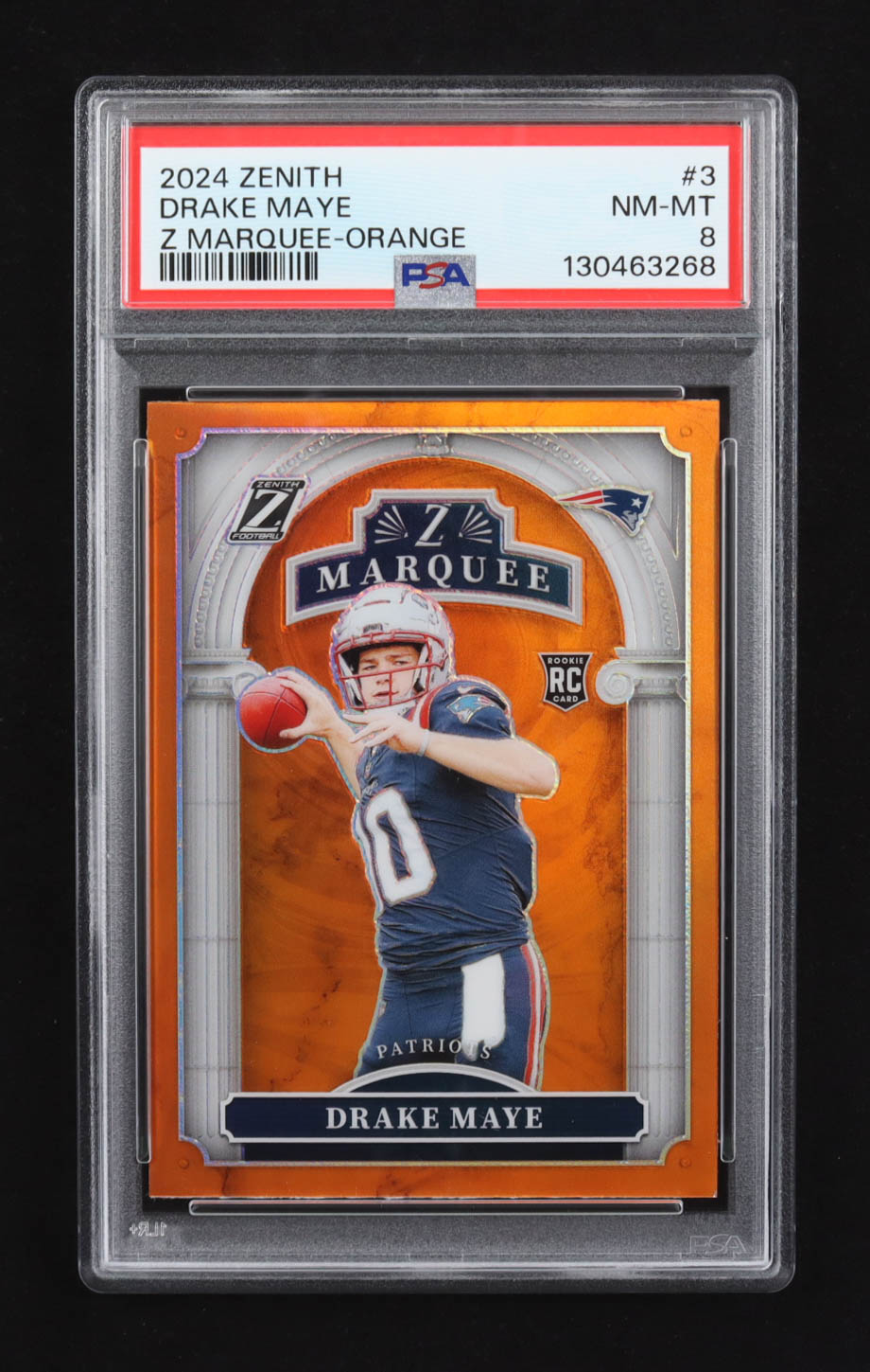 Drake Maye 2024 Panini Zenith Z Marquee Orange #3 RC (PSA 8) at PristineAuction.com Drake Maye 2024 Panini Zenith Z Marquee Orange #3 RC (PSA 8) at PristineAuction.com