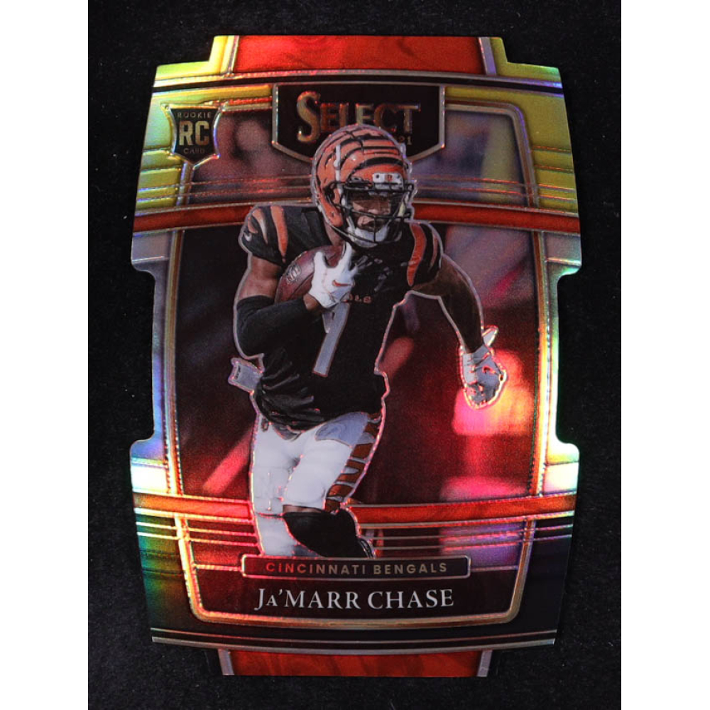 Ja'Marr Chase 2021 Select Prizm Black and Gold Die Cut #47 RC at PristineAuction.com
