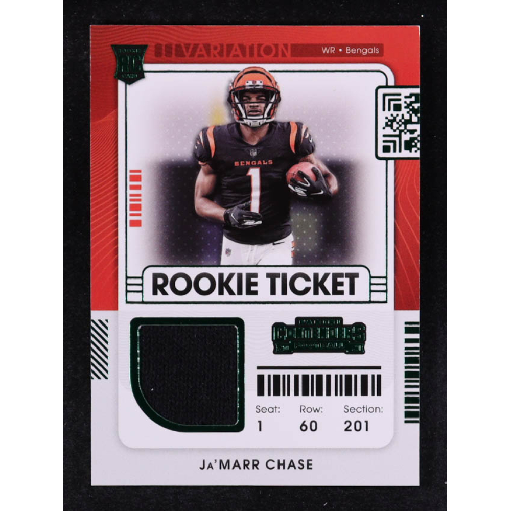 Ja'Marr Chase 2021 Panini Contenders Rookie Ticket Swatches Variation #5 RC at PristineAuction.com