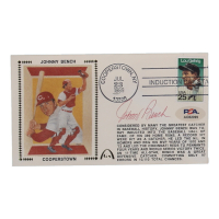 Johnny Bench Signed 1989 Hall Of Fame Induction Day Stamped Cachet (PSA) at PristineAuction.com