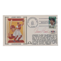 Johnny Bench Signed 1989 Hall Of Fame Induction Day Stamped Cachet (PSA) at PristineAuction.com
