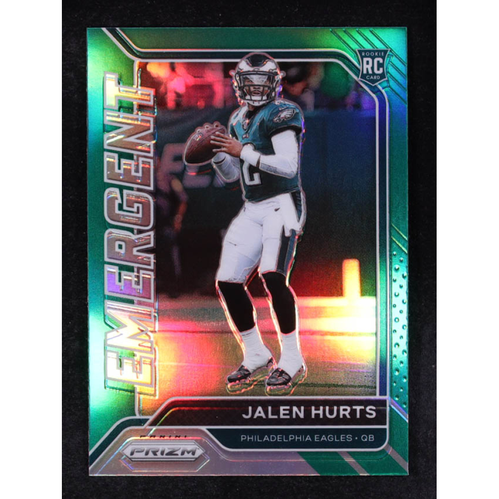 Jalen Hurts 2020 Panini Prizm Emergent Prizms Green #12 RC at PristineAuction.com