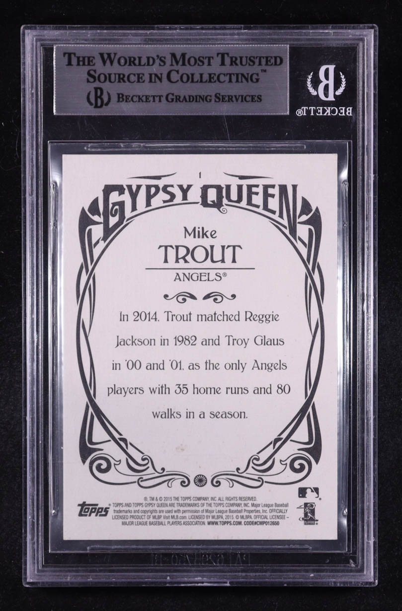 Mike Trout Signed 2015 Topps Gypsy Queen Framed White #1 (Beckett) at PristineAuction.com Mike Trout Signed 2015 Topps Gypsy Queen Framed White #1 (Beckett) at PristineAuction.com