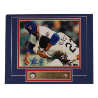 Nolan Ryan Signed Rangers Custom Matted Photo Display With (2) Hall Of Fame Class Of '99 Pins (AIV) at PristineAuction.com