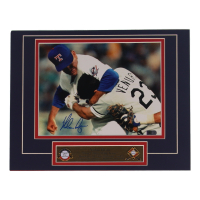 Nolan Ryan Signed Rangers Custom Matted Photo Display With (2) Hall Of Fame Class Of '99 Pins (AIV) at PristineAuction.com