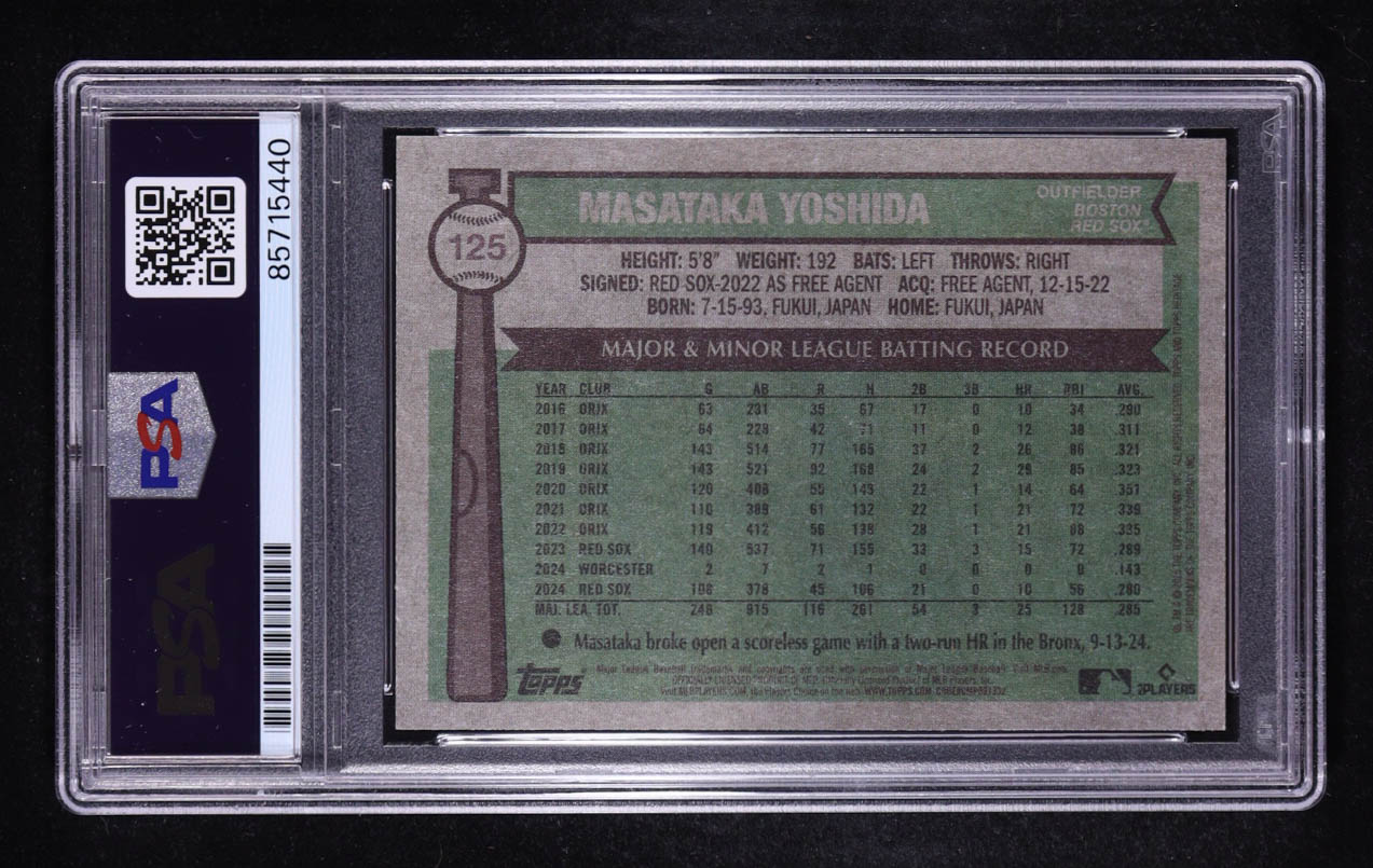Masataka Yoshida Signed 2025 Topps Heritage #125 RC (PSA) at PristineAuction.com Masataka Yoshida Signed 2025 Topps Heritage #125 RC (PSA) at PristineAuction.com