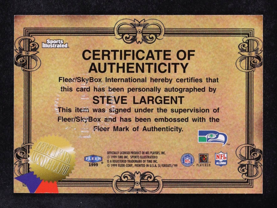 Steve Largent 1999 Sports Illustrated Autographs #14 at PristineAuction.com Steve Largent 1999 Sports Illustrated Autographs #14 at PristineAuction.com