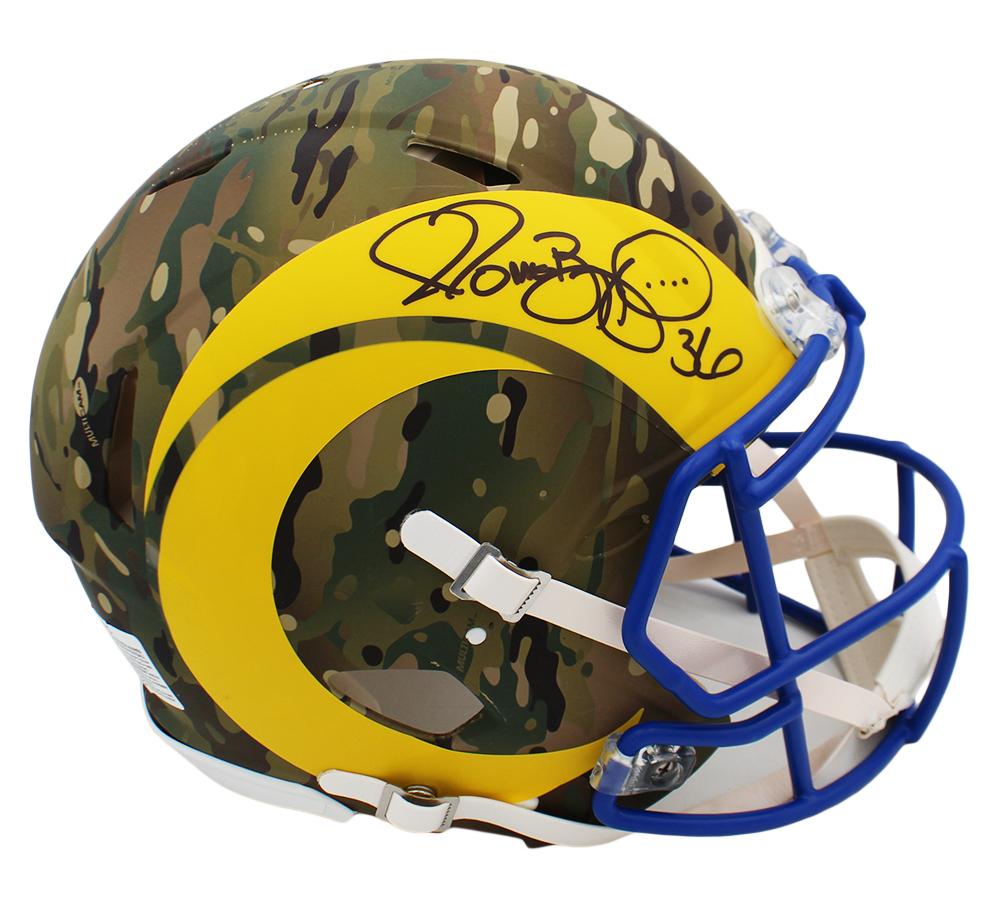 Jerome Bettis Signed Rams Full-Size Authentic On-Field Camo Alternate Speed Helmet (Beckett) at PristineAuction.com Jerome Bettis Signed Rams Full-Size Authentic On-Field Camo Alternate Speed Helmet (Beckett) at PristineAuction.com