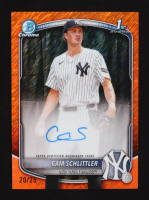 Cam Schlittler 2025 Bowman Chrome Prospect Autographs Orange Shimmer Refractors #CPACSC #20/25 RC at PristineAuction.com