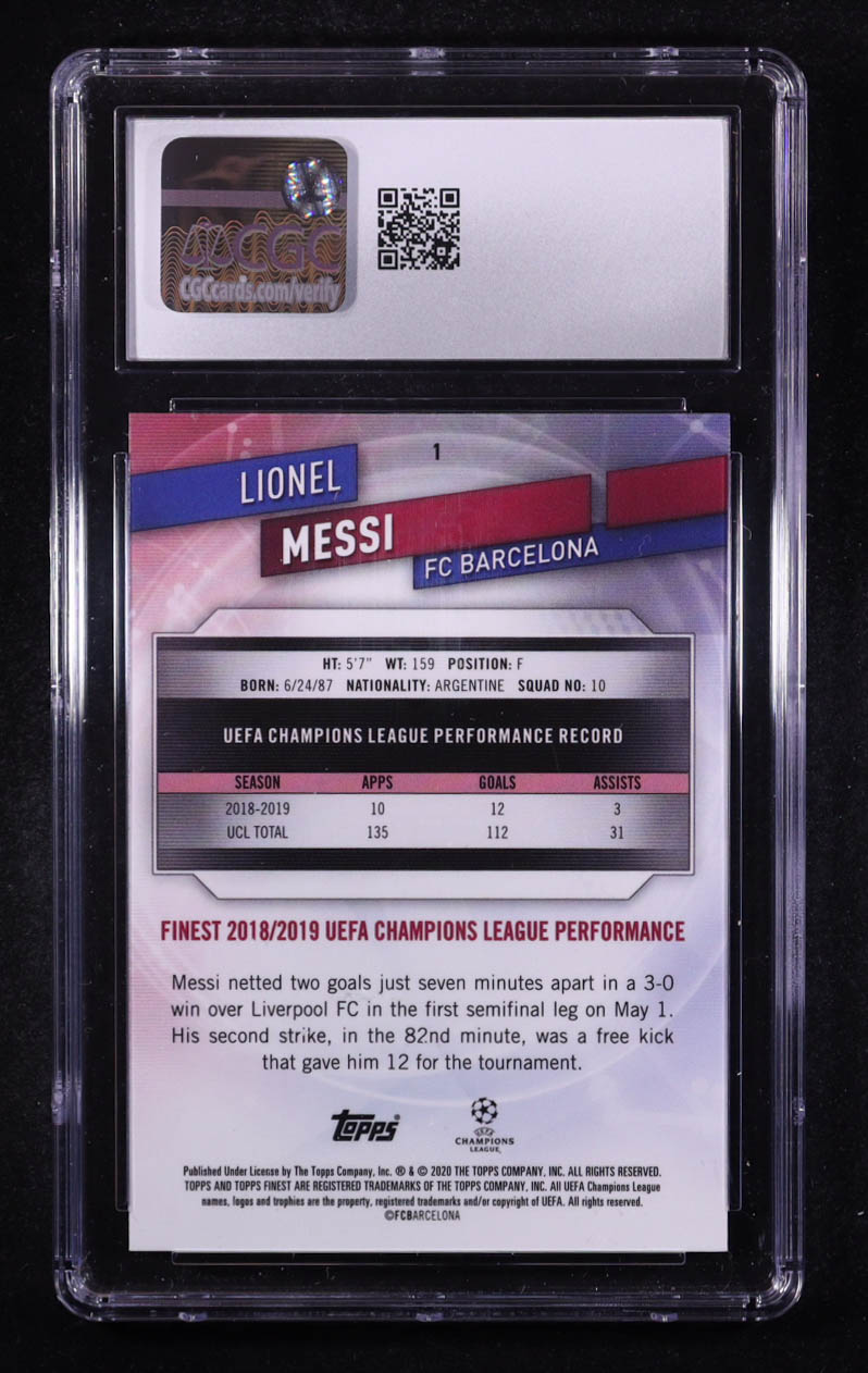 Lionel Messi 2019-20 Finest UEFA Champions League #1 (CGC 10) at PristineAuction.com Lionel Messi 2019-20 Finest UEFA Champions League #1 (CGC 10) at PristineAuction.com