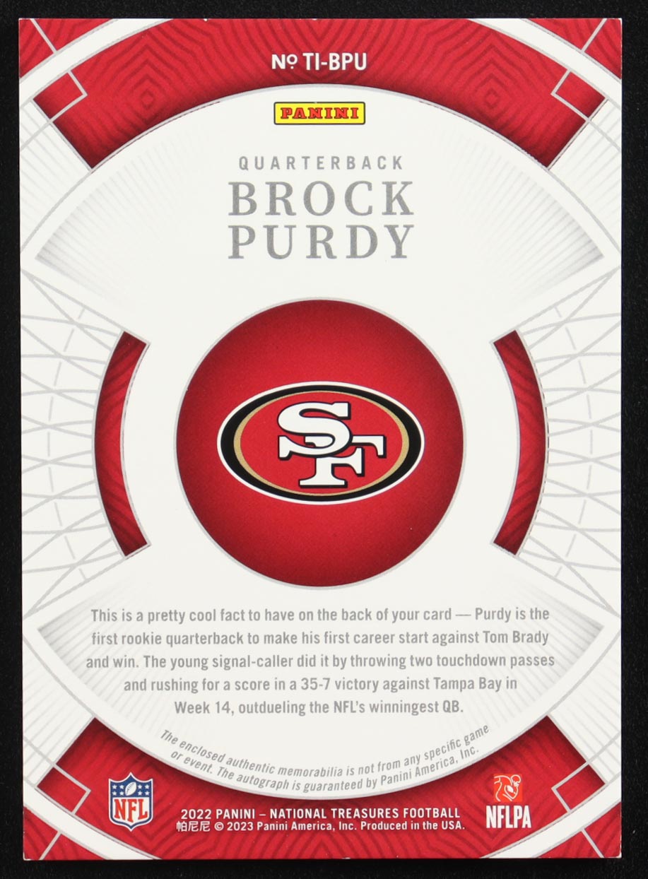 Brock Purdy 2022 Panini National Treasures Rookie Treasured Impressions #1 #54/99 RC at PristineAuction.com Brock Purdy 2022 Panini National Treasures Rookie Treasured Impressions #1 #54/99 RC at PristineAuction.com