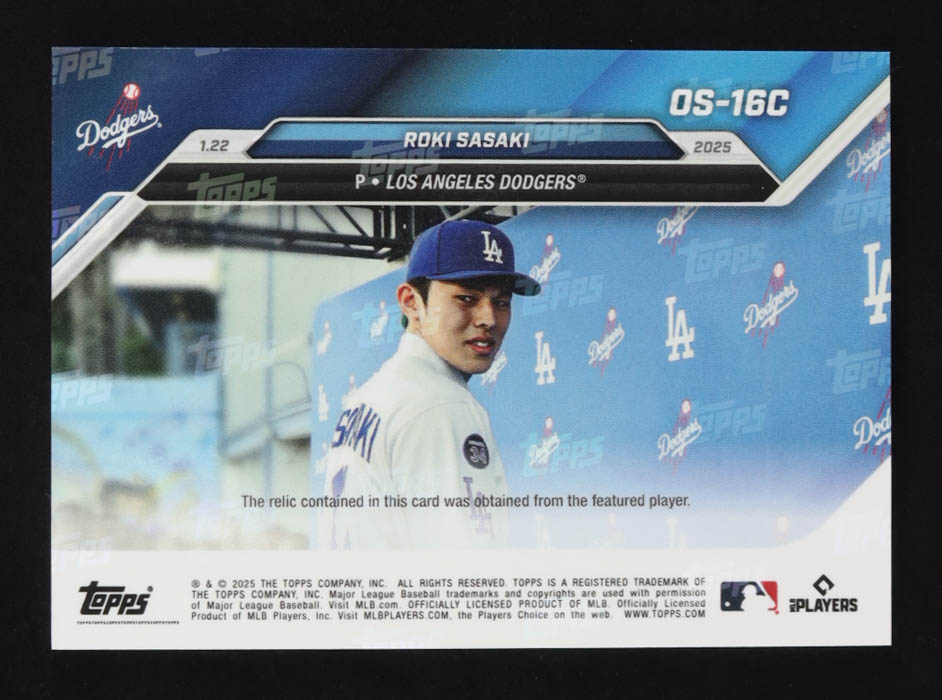Roki Sasaki 2024 Topps Now Offseason Relics Orange #OS16C #5/5 RC at PristineAuction.com Roki Sasaki 2024 Topps Now Offseason Relics Orange #OS16C #5/5 RC at PristineAuction.com