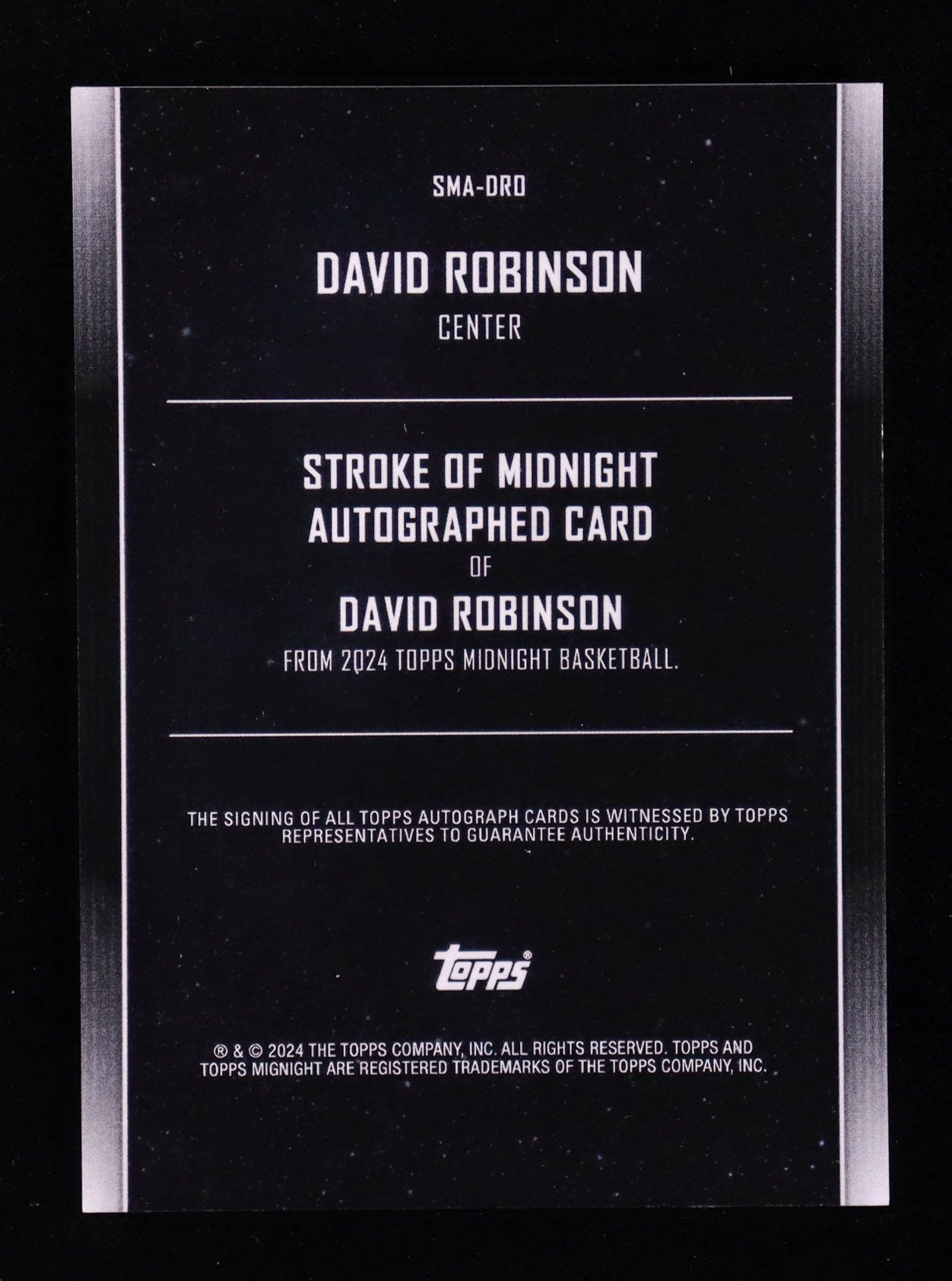 David Robinson 2023-24 Topps Midnight Stroke of Midnight Autographs #SMADRO at PristineAuction.com David Robinson 2023-24 Topps Midnight Stroke of Midnight Autographs #SMADRO at PristineAuction.com