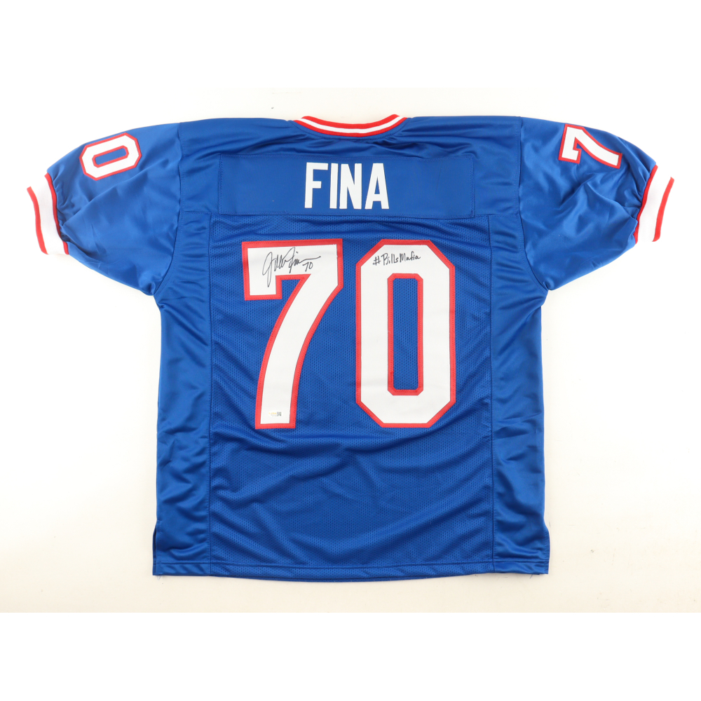 John Fina Signed Jersey Inscribed "#BillsMafia" (JSA) at PristineAuction.com