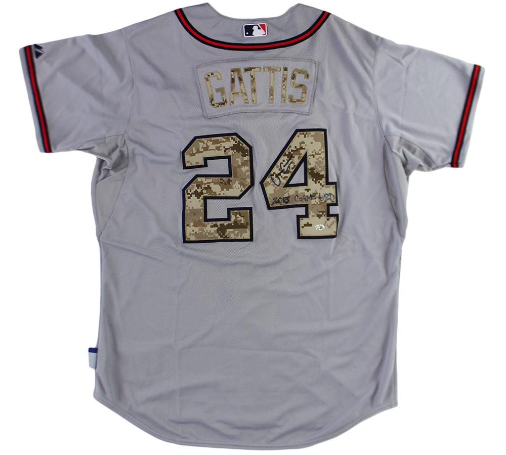 Evan Gattis Signed Braves 2013 Memorial Day Game-Used Jersey Inscribed "2013 Game Used" (Radtke) at PristineAuction.com Evan Gattis Signed Braves 2013 Memorial Day Game-Used Jersey Inscribed "2013 Game Used" (Radtke) at PristineAuction.com