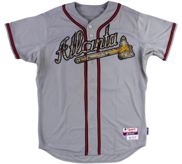 Evan Gattis Signed Braves 2013 Memorial Day Game-Used Jersey Inscribed "2013 Game Used" (Radtke) at PristineAuction.com Evan Gattis Signed Braves 2013 Memorial Day Game-Used Jersey Inscribed "2013 Game Used" (Radtke) at PristineAuction.com