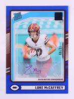 Luke McCaffrey 2024 Clearly Donruss Clearly Rated Rookie Autographs Blue #80 #13/49 RC at PristineAuction.com