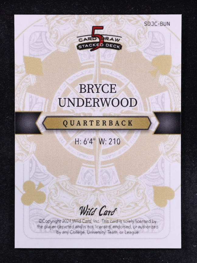 Bryce Underwood 2024 Wild Card 5 Card Draw Stacked Deck Queen Of Clubs Silver #SDJC-BUN RC #1/2 at PristineAuction.com Bryce Underwood 2024 Wild Card 5 Card Draw Stacked Deck Queen Of Clubs Silver #SDJC-BUN RC #1/2 at PristineAuction.com