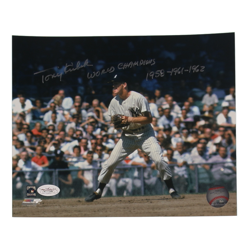Tony Kubek Signed Yankees 8x10 Photo Inscribed "World Champions 1958-1961-1962" (JSA) at PristineAuction.com Tony Kubek Signed Yankees 8x10 Photo Inscribed "World Champions 1958-1961-1962" (JSA) at PristineAuction.com