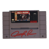 Dennis Rodman Signed "Bulls vs Blazers and the NBA Playoffs" SNES Video Game Cartridge (JSA) at PristineAuction.com