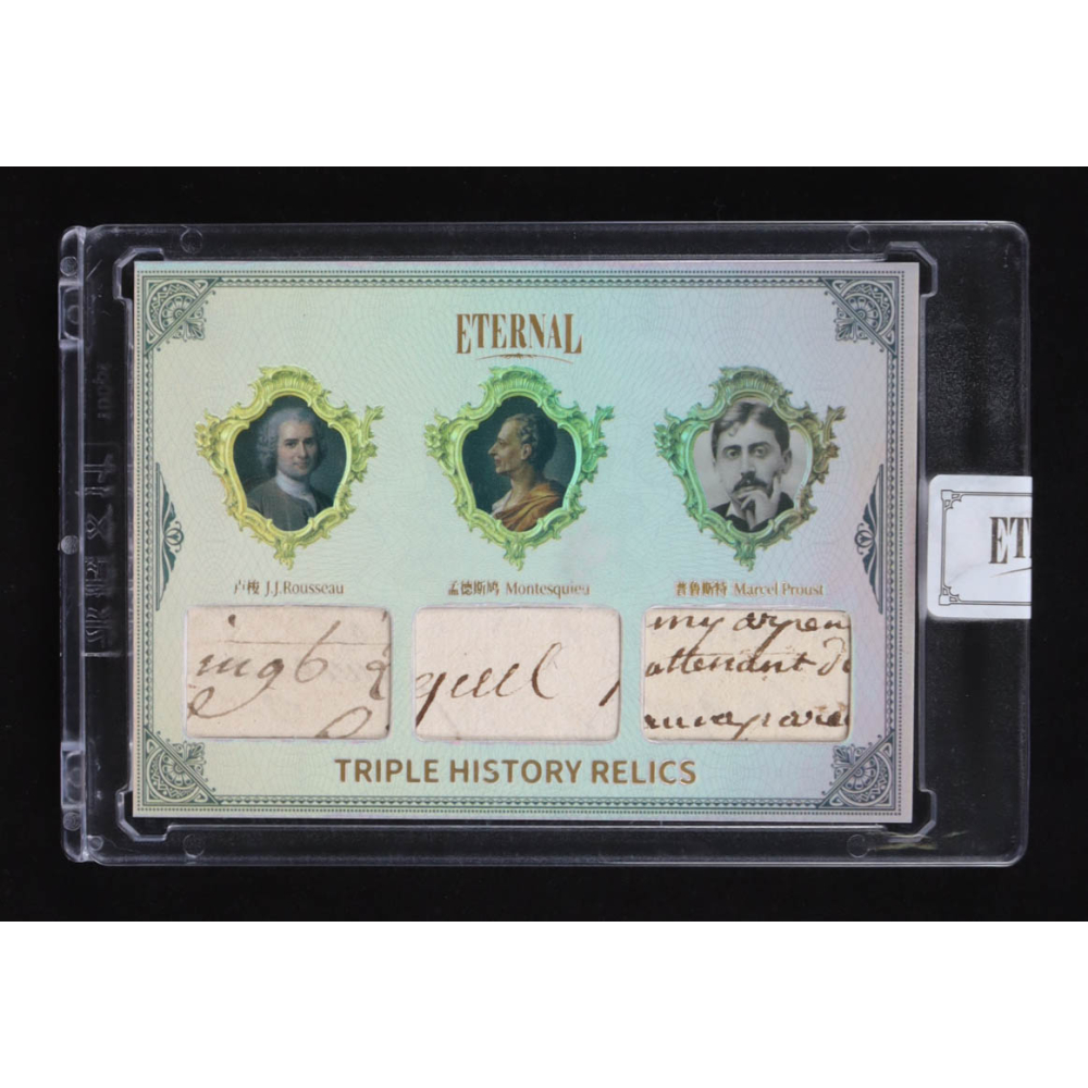 J.J. Rousseau / Montesquieu / Marcel Proust 2024 Eternal Triple History Relic #NNO #12/50 at PristineAuction.com