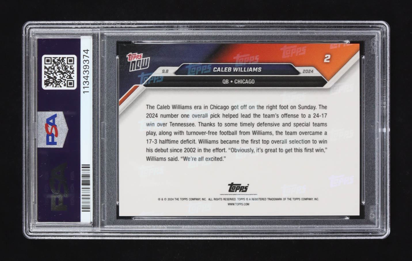 Caleb Williams 2024 Topps Now #2 RC (PSA 10) at PristineAuction.com Caleb Williams 2024 Topps Now #2 RC (PSA 10) at PristineAuction.com