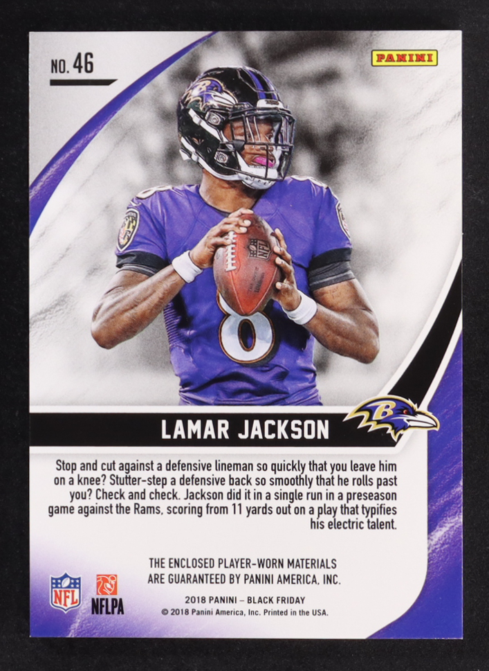 Lamar Jackson 2018 Panini Black Friday Memorabilia Pyramids #46 RC #1/1 at PristineAuction.com Lamar Jackson 2018 Panini Black Friday Memorabilia Pyramids #46 RC #1/1 at PristineAuction.com
