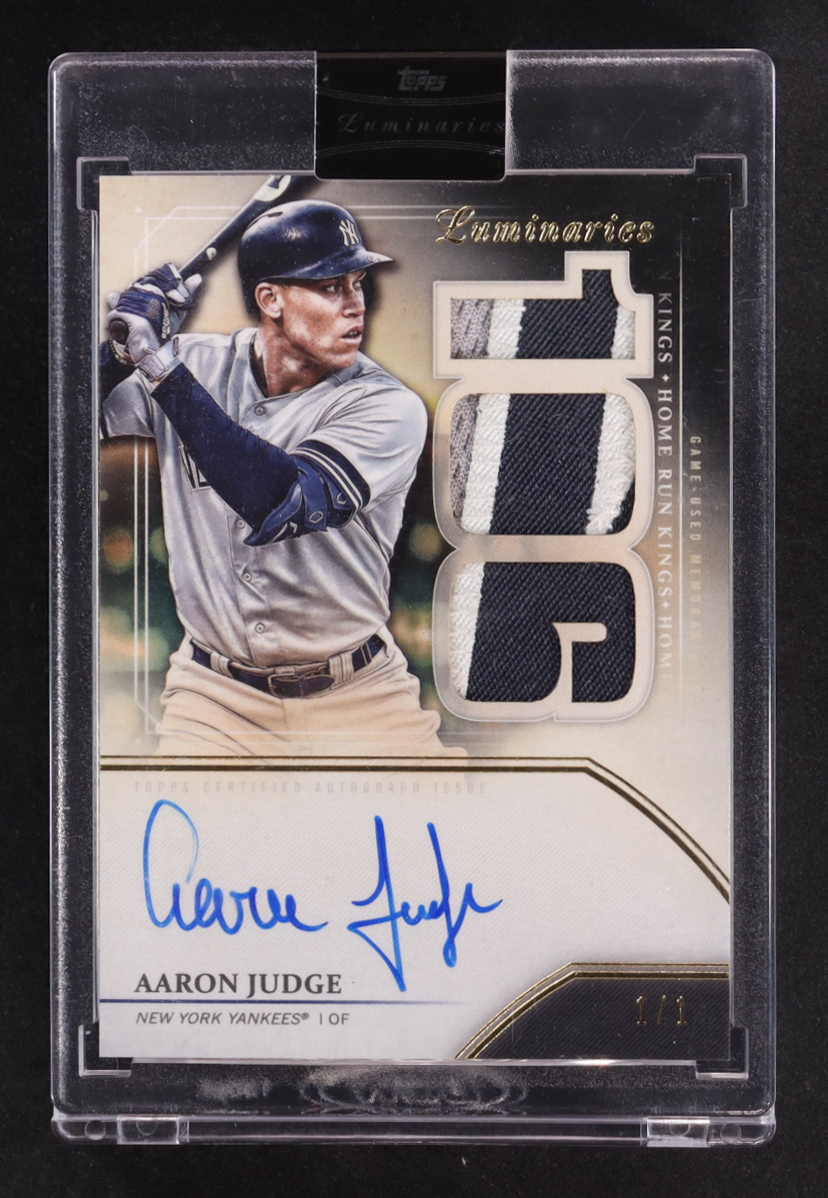 Aaron Judge 2020 Topps Luminaries Home Run Kings Autograph Relics Black #HRKARAJ #1/1 at PristineAuction.com Aaron Judge 2020 Topps Luminaries Home Run Kings Autograph Relics Black #HRKARAJ #1/1 at PristineAuction.com