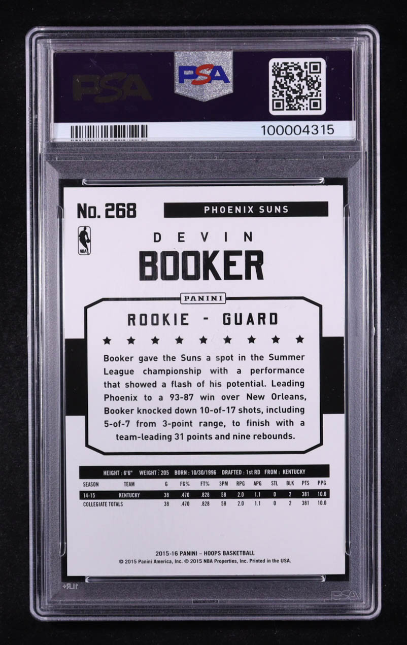 Devin Booker 2015-16 Hoops #268 RC (PSA 10) at PristineAuction.com Devin Booker 2015-16 Hoops #268 RC (PSA 10) at PristineAuction.com