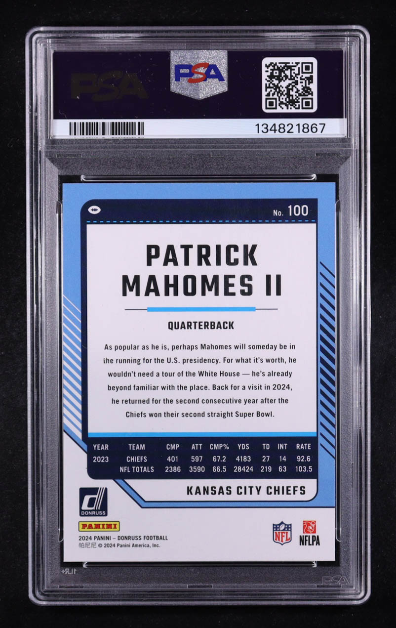 Patrick Mahomes II 2024 Donruss #100 (PSA 10) at PristineAuction.com Patrick Mahomes II 2024 Donruss #100 (PSA 10) at PristineAuction.com