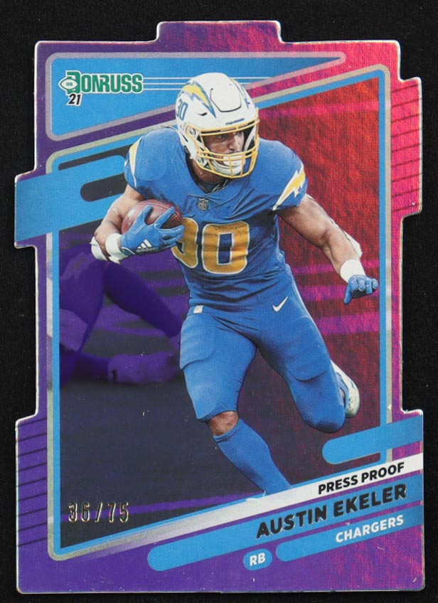 Austin Ekeler 2021 Donruss Press Proof Silver Die-Cut #72 #36/75 at PristineAuction.com Austin Ekeler 2021 Donruss Press Proof Silver Die-Cut #72 #36/75 at PristineAuction.com