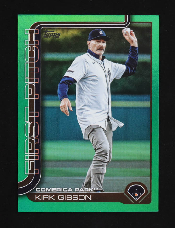 Kirk Gibson 2025 Topps Update First Pitch Green Foil #FPU10 #24/99 at PristineAuction.com Kirk Gibson 2025 Topps Update First Pitch Green Foil #FPU10 #24/99 at PristineAuction.com