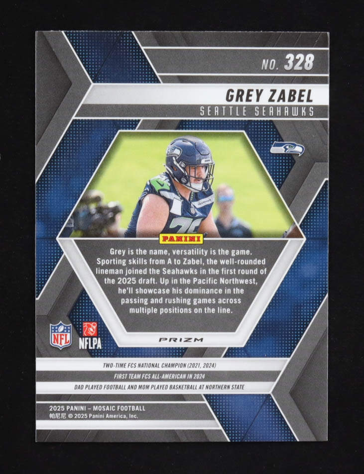 Grey Zabel 2025 Panini Mosaic Honeycomb #328 RC at PristineAuction.com Grey Zabel 2025 Panini Mosaic Honeycomb #328 RC at PristineAuction.com
