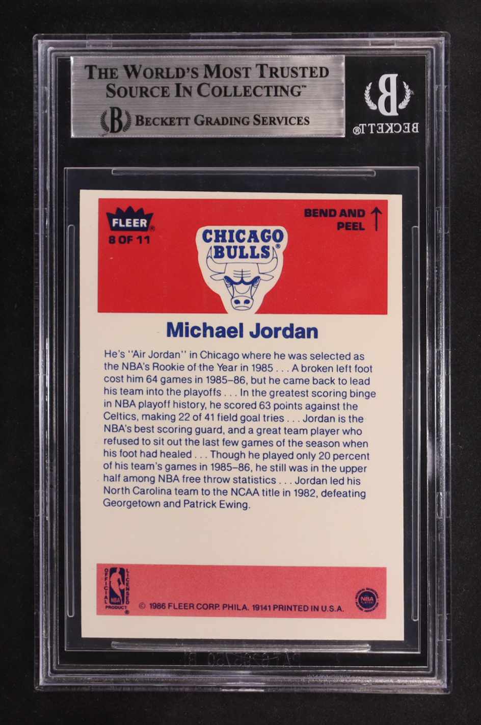 Michael Jordan 1986-87 Fleer Stickers #8 RC (BGS 7) at PristineAuction.com Michael Jordan 1986-87 Fleer Stickers #8 RC (BGS 7) at PristineAuction.com