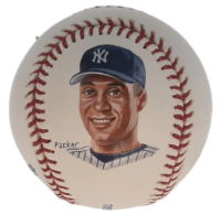 Derek Jeter Original Portrait OML Baseball Hand-Drawn by Gregg Packer at PristineAuction.com