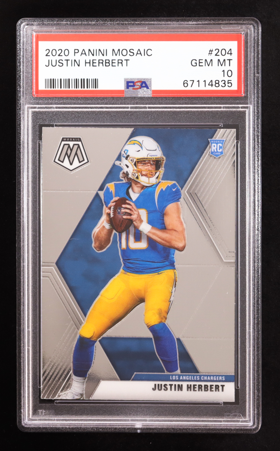 Justin Herbert 2020 Panini Mosaic #204 RC (PSA 10) at PristineAuction.com Justin Herbert 2020 Panini Mosaic #204 RC (PSA 10) at PristineAuction.com