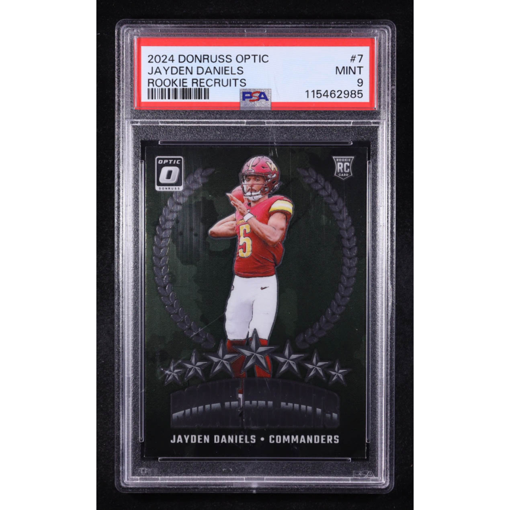 Jayden Daniels 2024 Panini Donruss Optic Rookie Recruits #7 RC (PSA 9) at PristineAuction.com