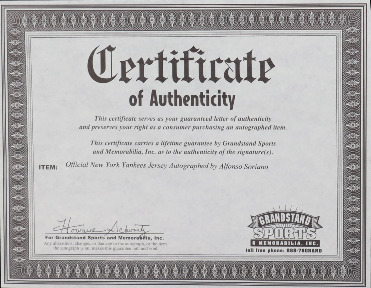 Alfonso Soriano Signed Yankees Russell Athletic Authentic Jersey (Beckett) at PristineAuction.com Alfonso Soriano Signed Yankees Russell Athletic Authentic Jersey (Beckett) at PristineAuction.com